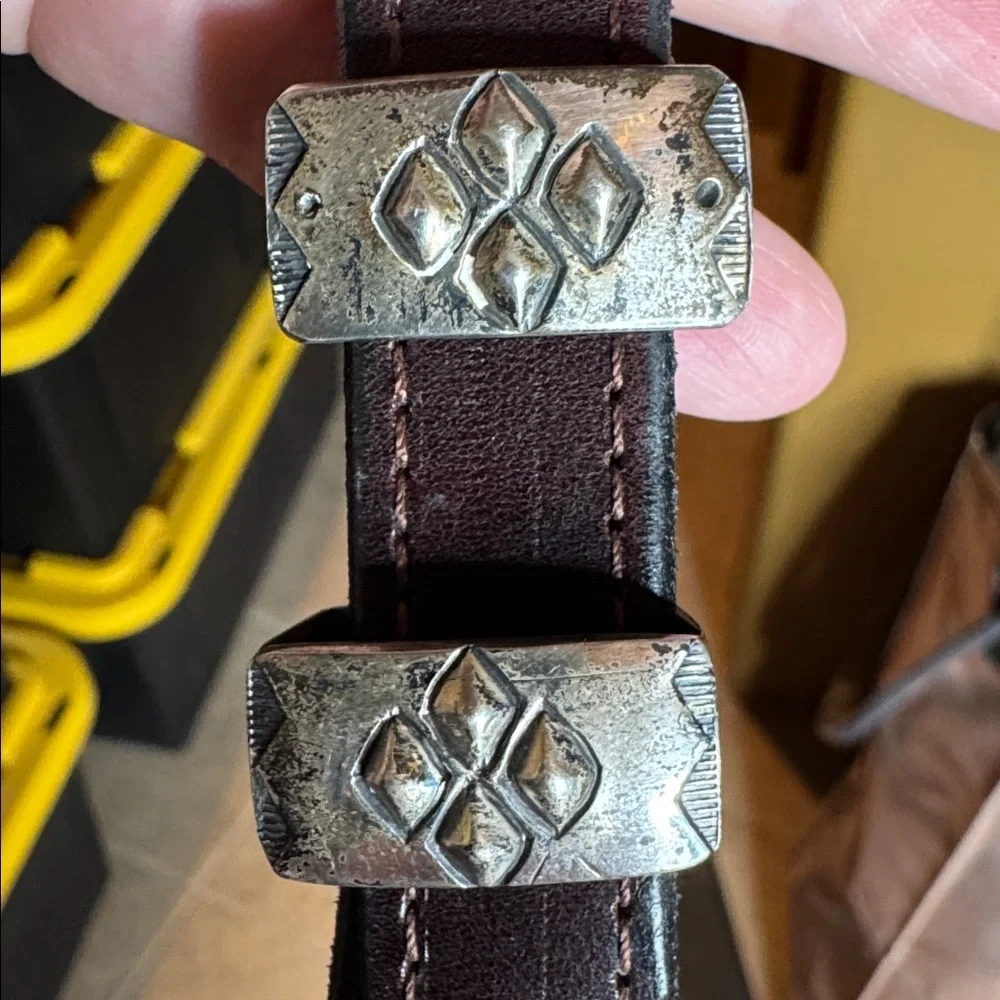 Navajo J.C. Delgarito Sterling Silver Ranger Belt 4pc Set Leather Sz 39 Vintage - Picture 4 of 8